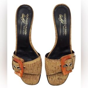 Donald J. Pliner  women’s elegant Cork Mules with Orange Accent size 10